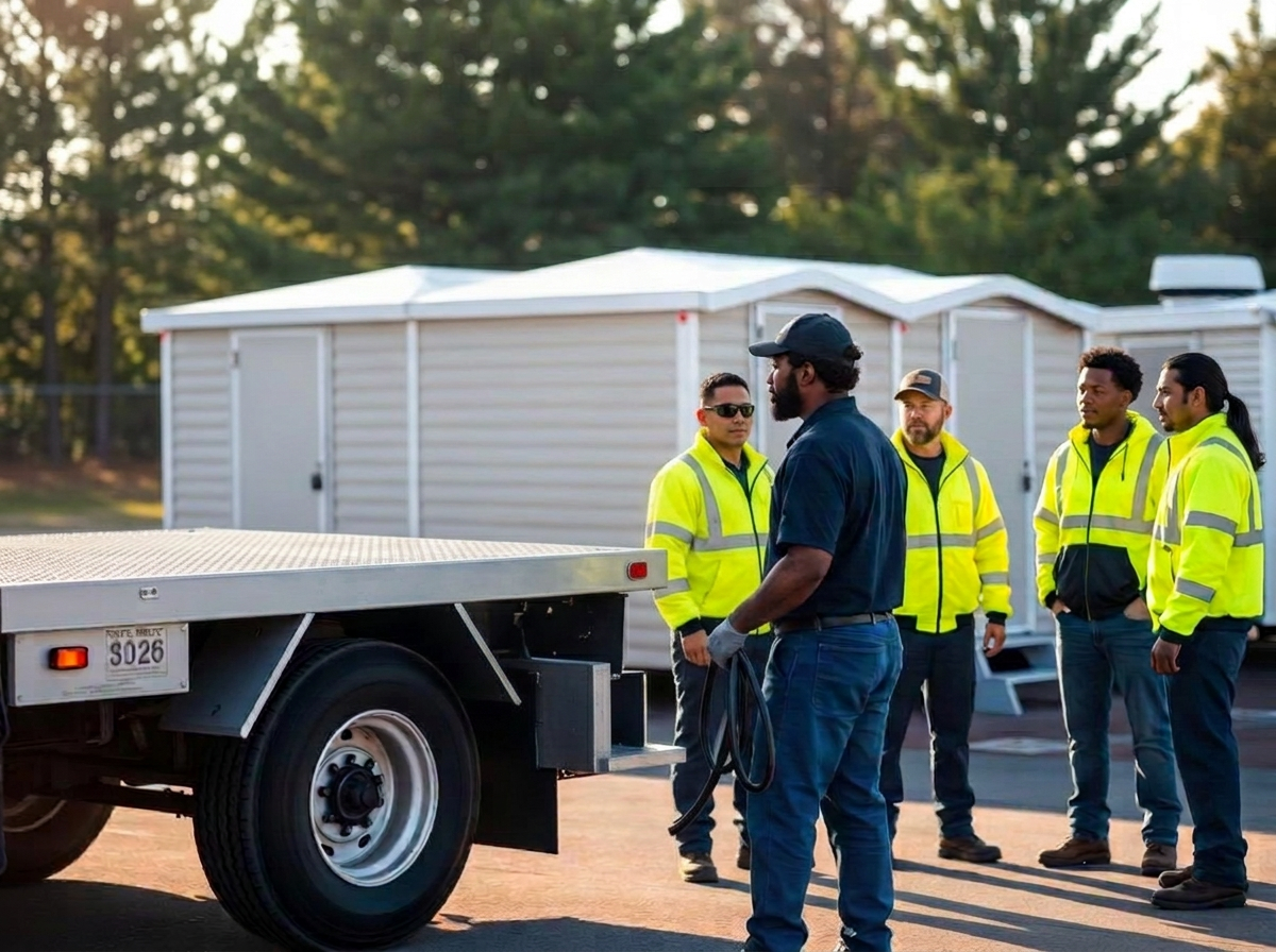 BioClean Restroom Solutions technician servicing portable restrooms