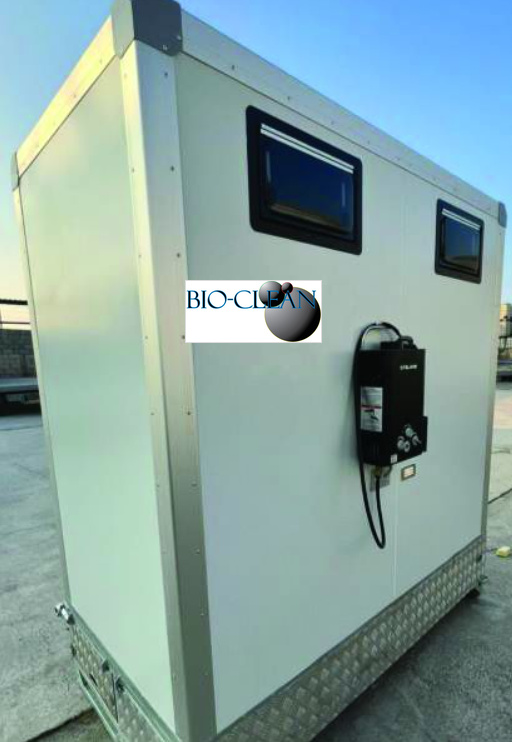 The ECOLOO single restroom unit with windows and utility hookup