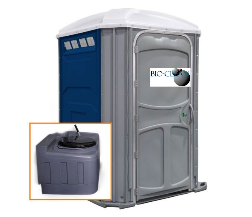 The Comfort XL portable toilet unit in blue with holding tank inset
