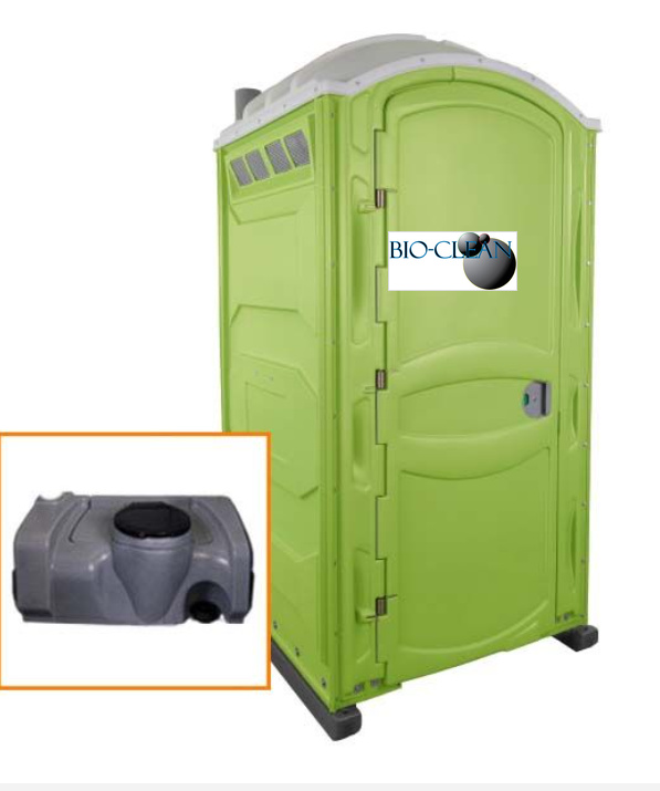 The PJP4 portable toilet unit in green with holding tank inset