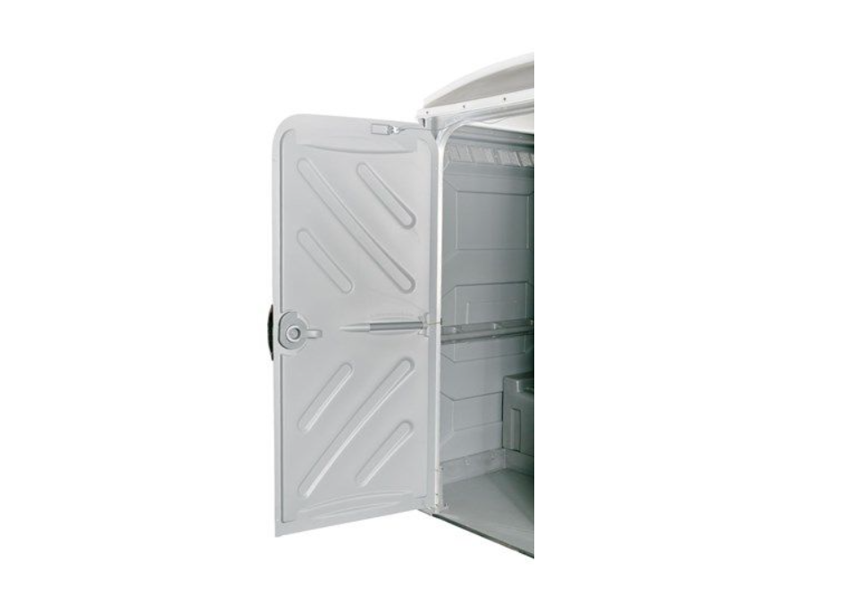 The Comfort XL portable toilet unit with the door open showing the wide entry