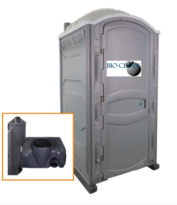 The PJP4 portable toilet unit in grey with holding tank inset