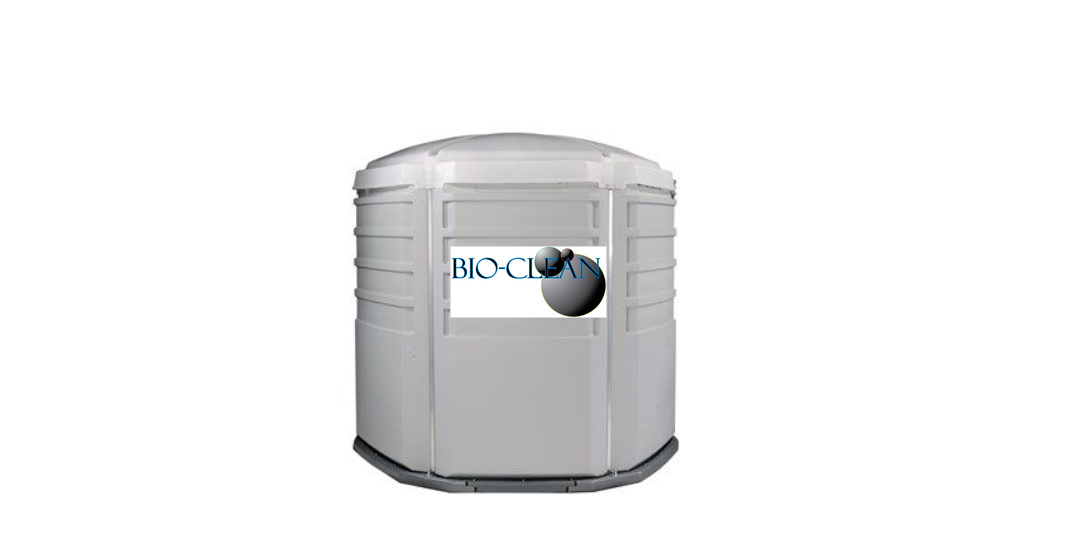 The We'll Care portable toilet unit in white viewed from the rear